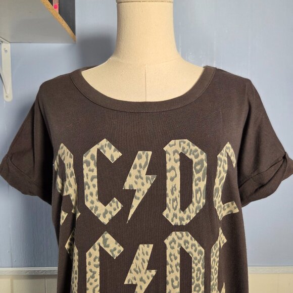 ACDC Medium Black Animal Print Shortsleeve Summer Casual Festival Concert Dress - Picture 2 of 9